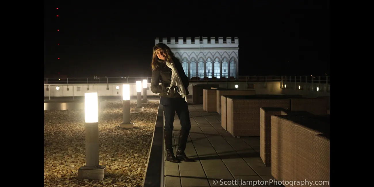 Lovely Lady Standing on the Roof at the Shaw Center in Baton Rouge